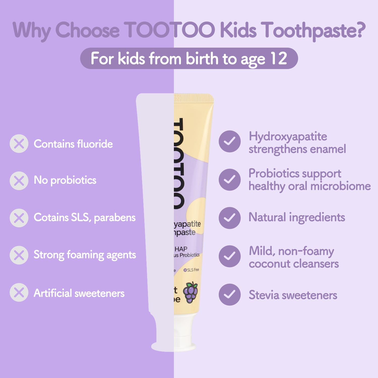 TooToo hidroxiapatita textura-cremosa, limpieza suave para encías sensibles