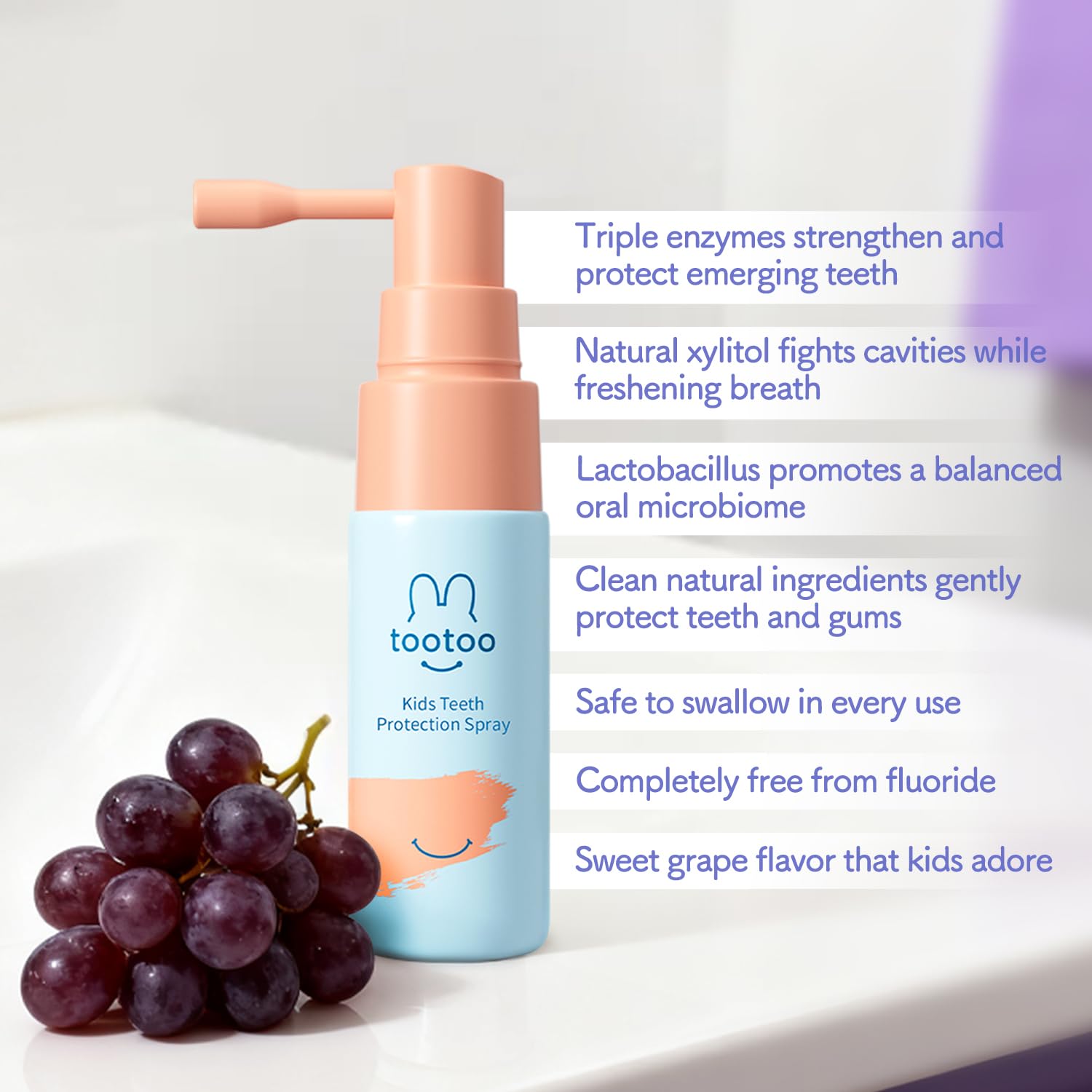 Tootoo Kids Oral Spray: ayuda a equilibrar el pH bucal y apoyar hábitos saludables.