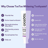 Tootoo Pasta Dental sensible: color morado neutraliza tonalidades amarillas tras cepillado.