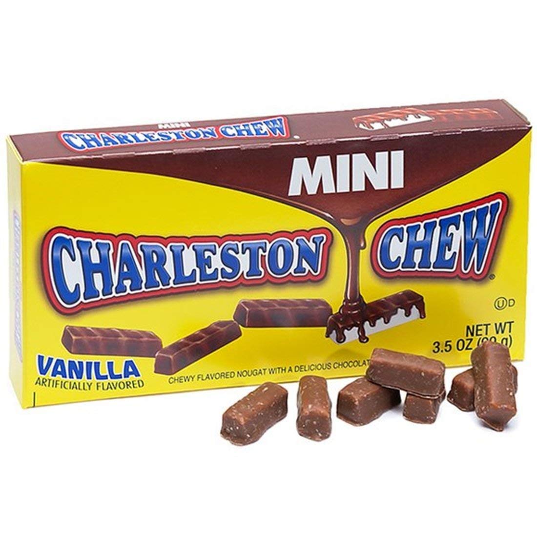 Tootsie Roll Charleston Chew barra vainilla, textura masticable para merienda rápida.