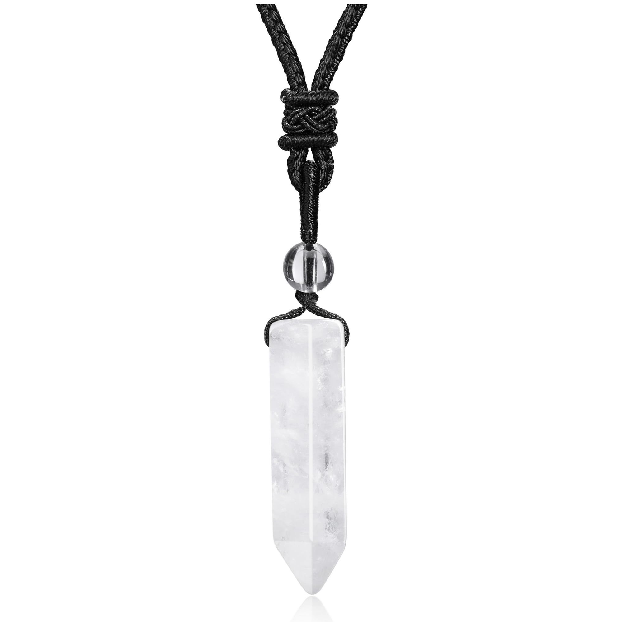 Top Plaza collar de cuarzo claro hexagonal, diseño masculino para uso diario.