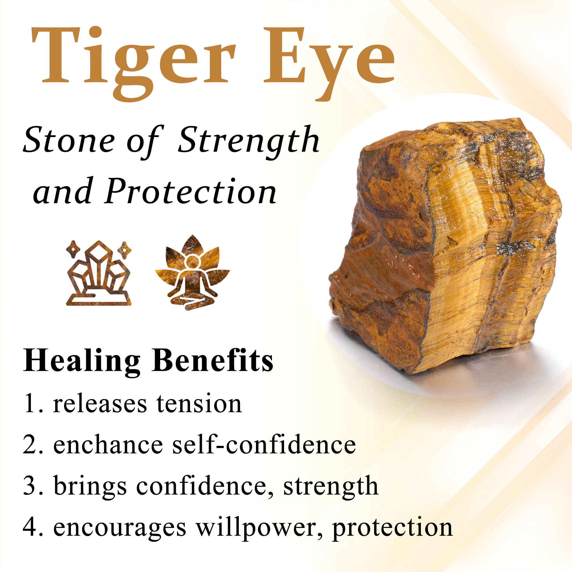 Top Plaza meditacion con ojo de tigre crudo para concentración y calma.