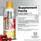 Top Secret Nutrition Fireball L-Carnitina: etiqueta Paradoxine resaltada para enfoque.