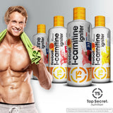Top Secret Nutrition Fireball L-Carnitina: frasco con dosificación para casa.