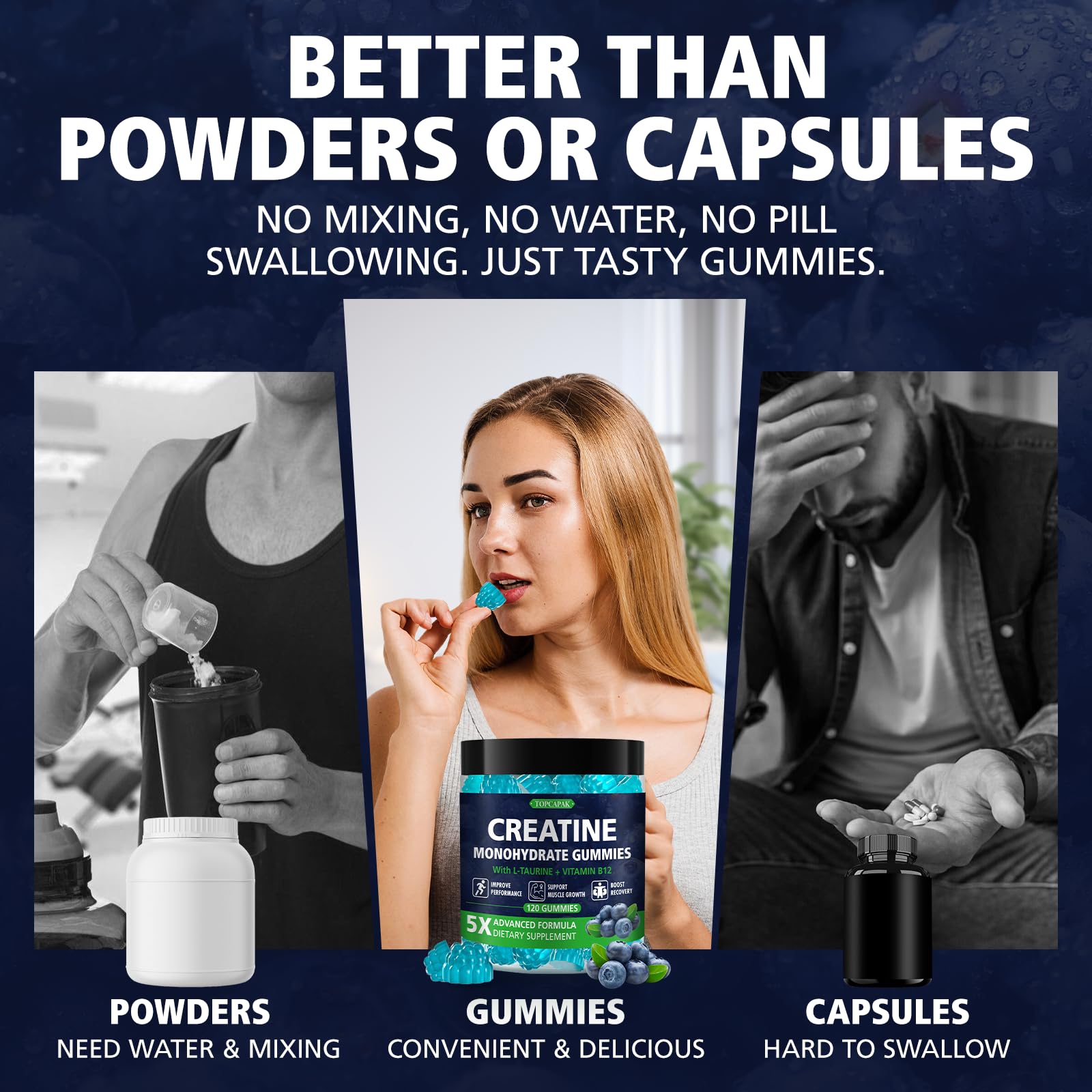 Topcapak Creatine Gummies: pensado para estilos de vida activos y viajes.