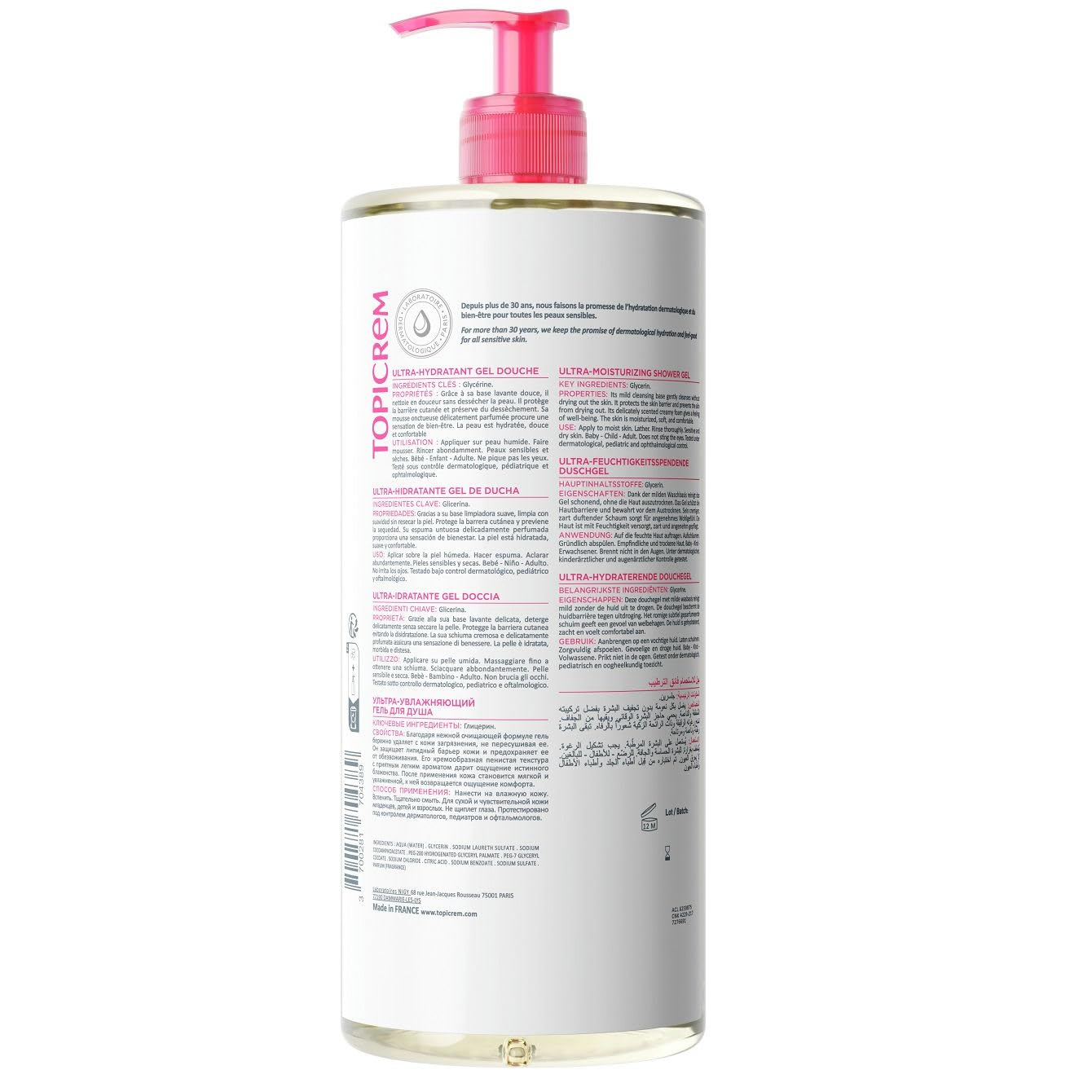 Topicrem Ultra-Hidratante Gel de Ducha, limpia suavemente sin resecar la piel