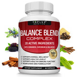 Toplux Balance Natural: botella con cápsulas para estabilidad diaria.