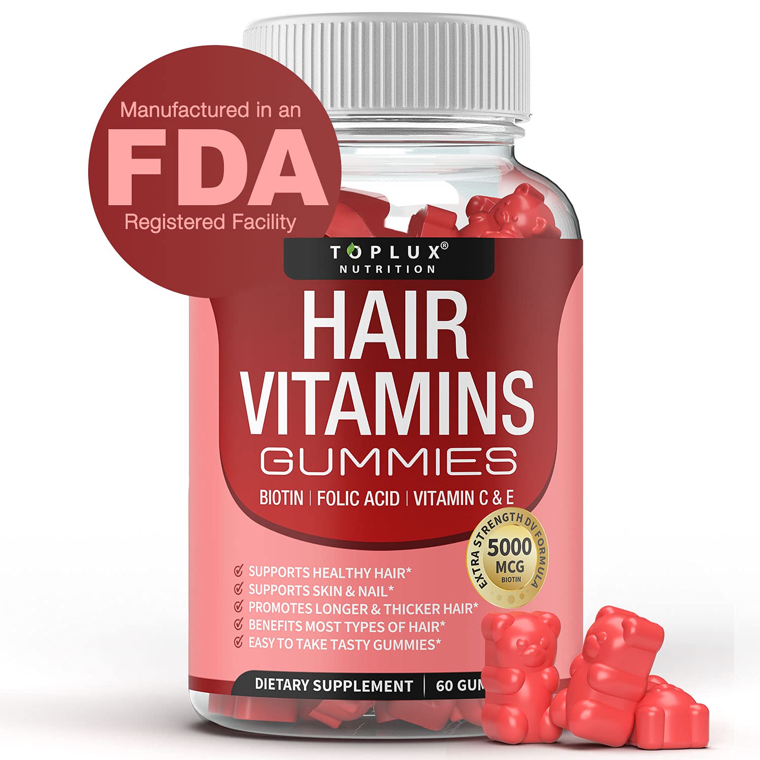 Toplux gomitas cabello fortalecerse: apoyo al cabello desde el interior para brillo