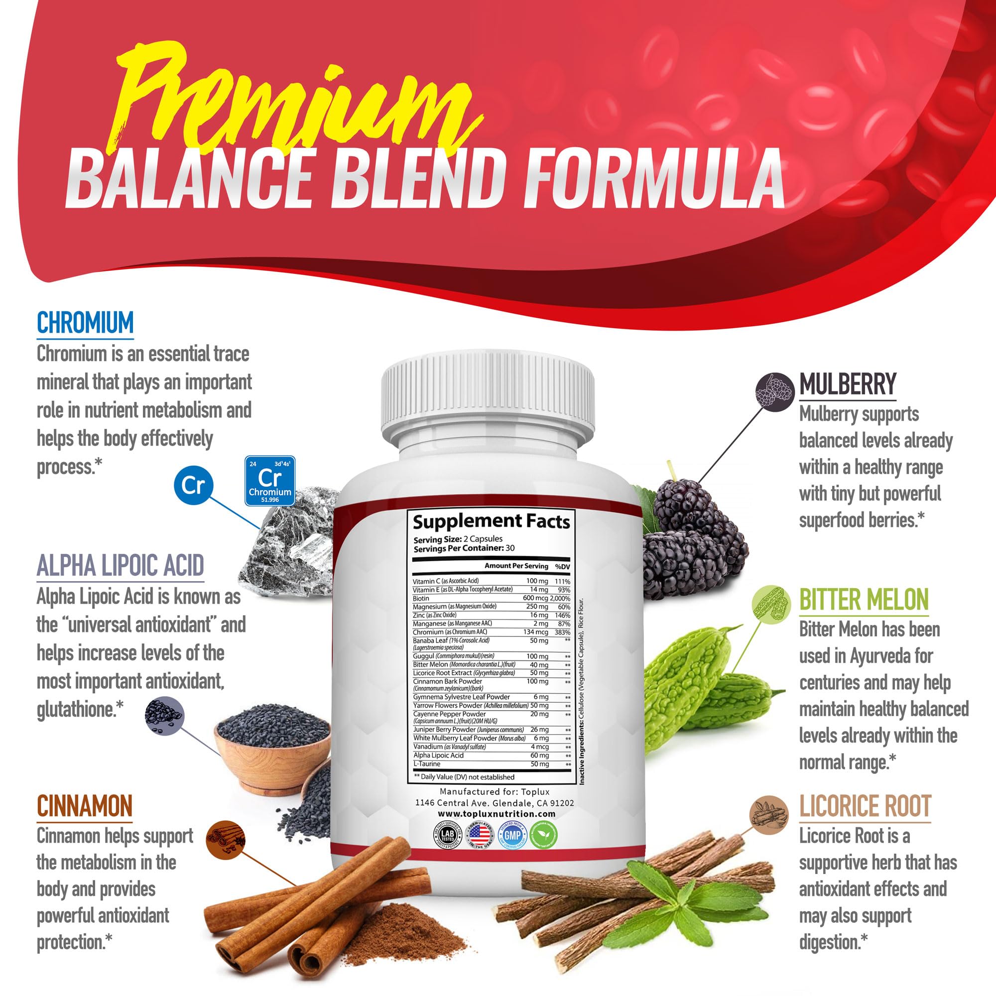 Toplux Balance Natural: canela para sabor suave y equilibrio diario.