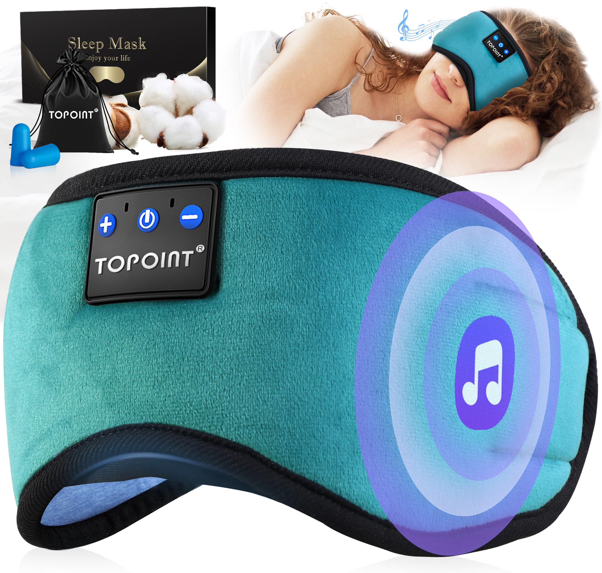 TOPOINT máscara dormir auriculares Bluetooth bloquea la luz para dormir mejor