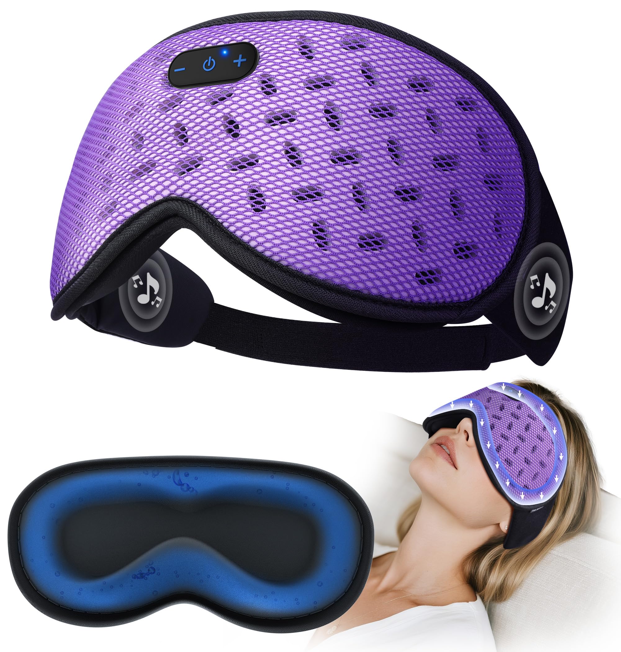 TOPOINT mascarilla de sueño con auriculares y Bluetooth 5.4 para escuchar sin presión.