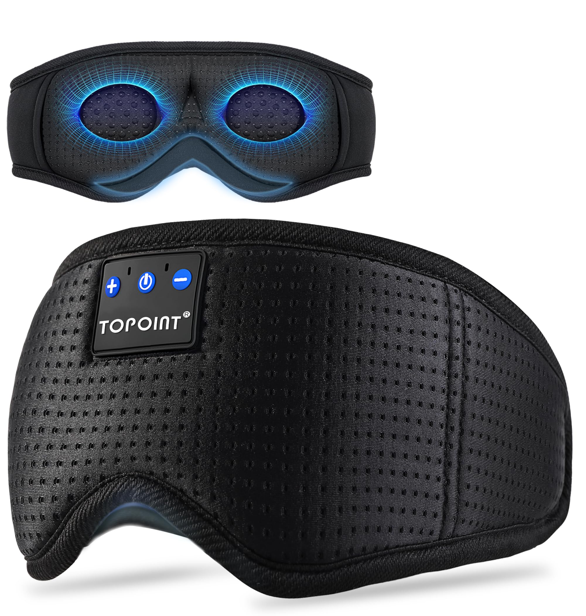 TOPOINT mascarilla de sueño con auriculares inalámbricos para dormir con bloqueo de luz