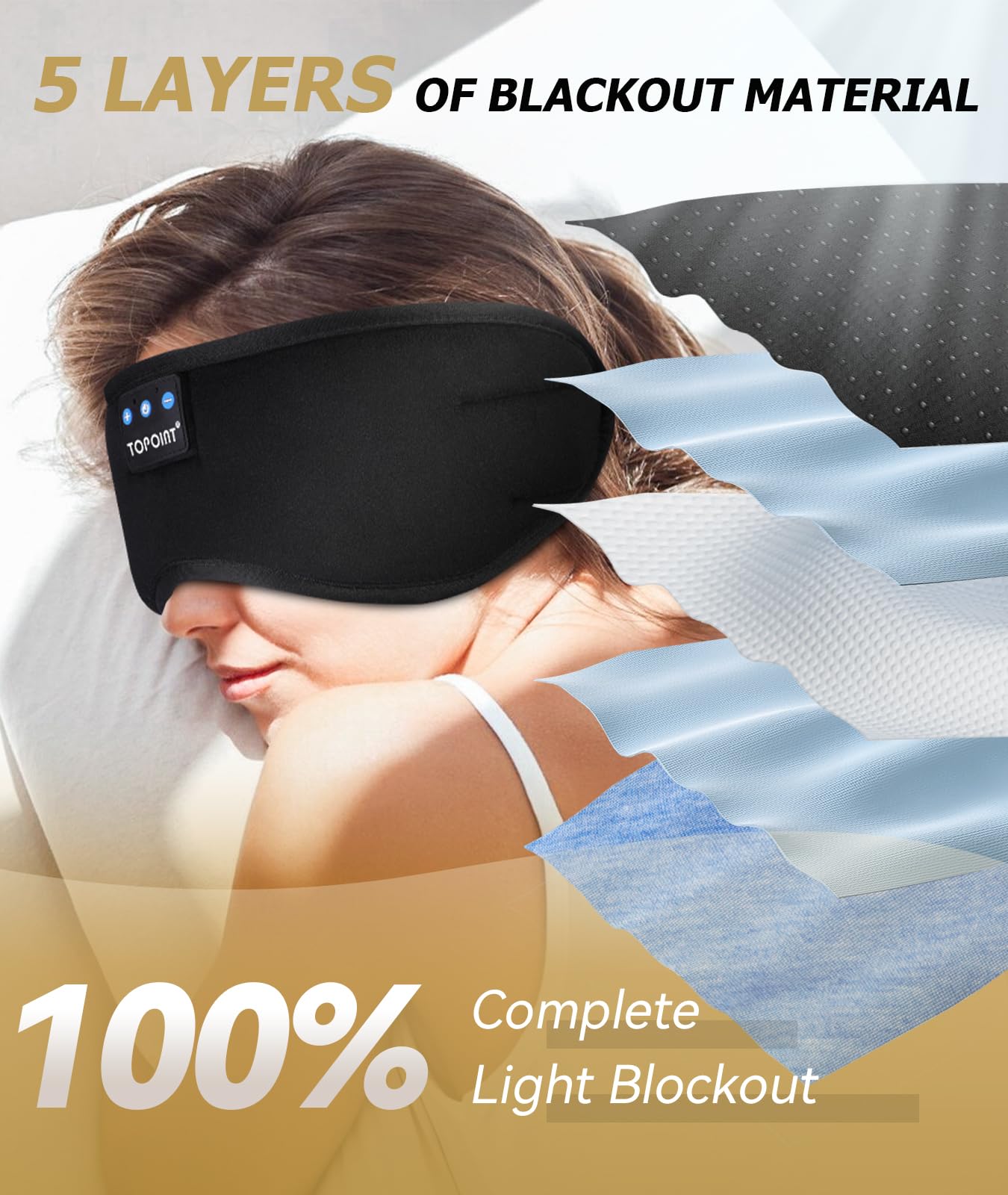 TOPOINT Sleep Mask de algodón 95% suave, comodidad para dormir en casa o viaje.