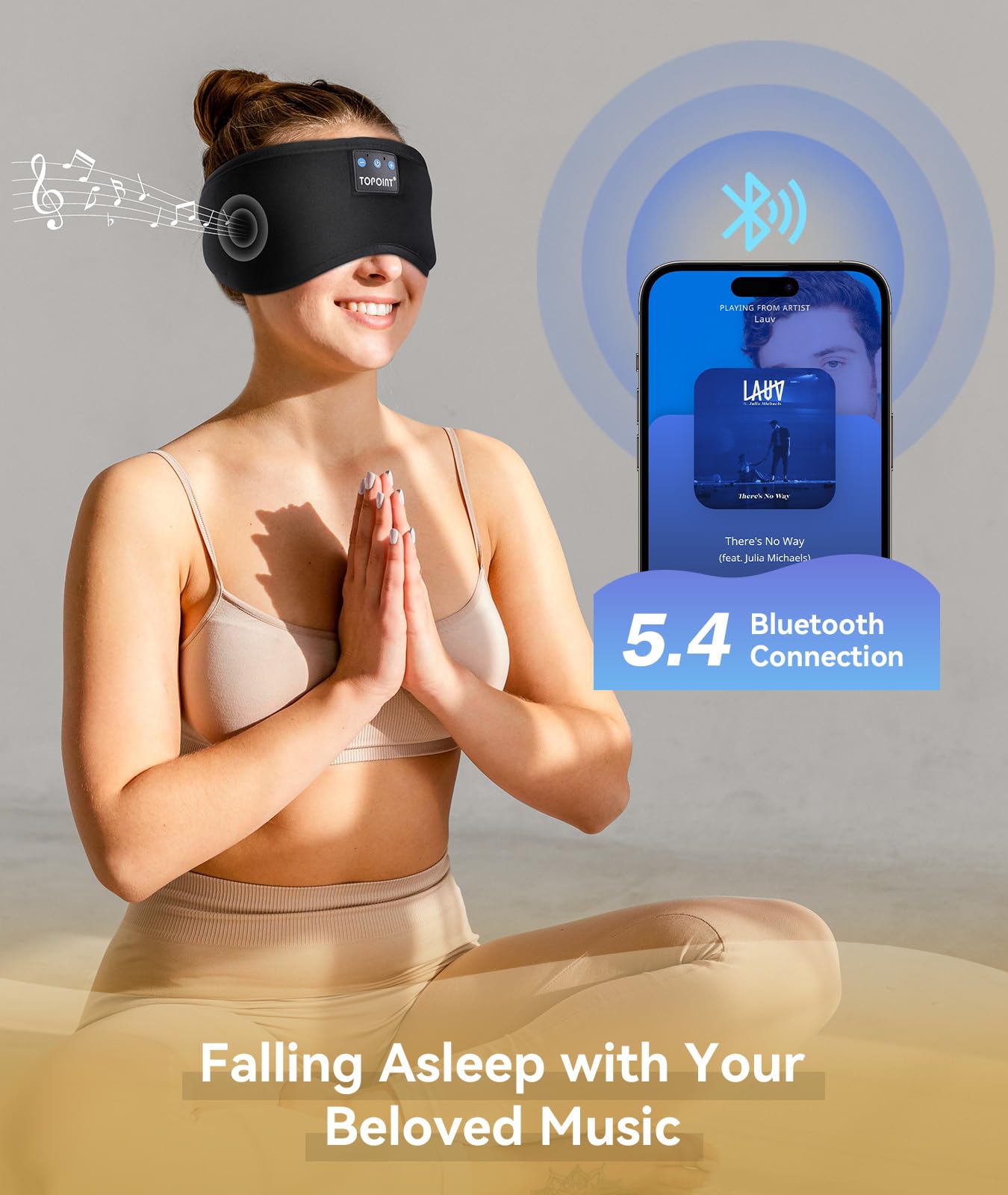TOPOINT Sleep Mask con micrófono integrado para llamadas sin quitarse el antifaz.