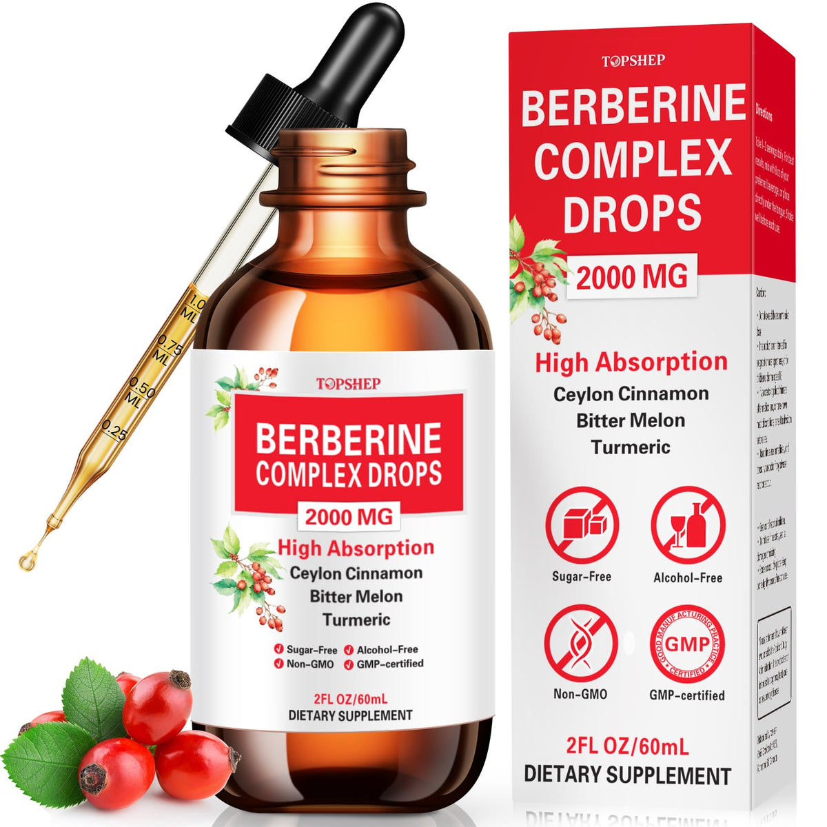 TopSHEP Berberina liposomal, frasco para toma rápida y cómoda