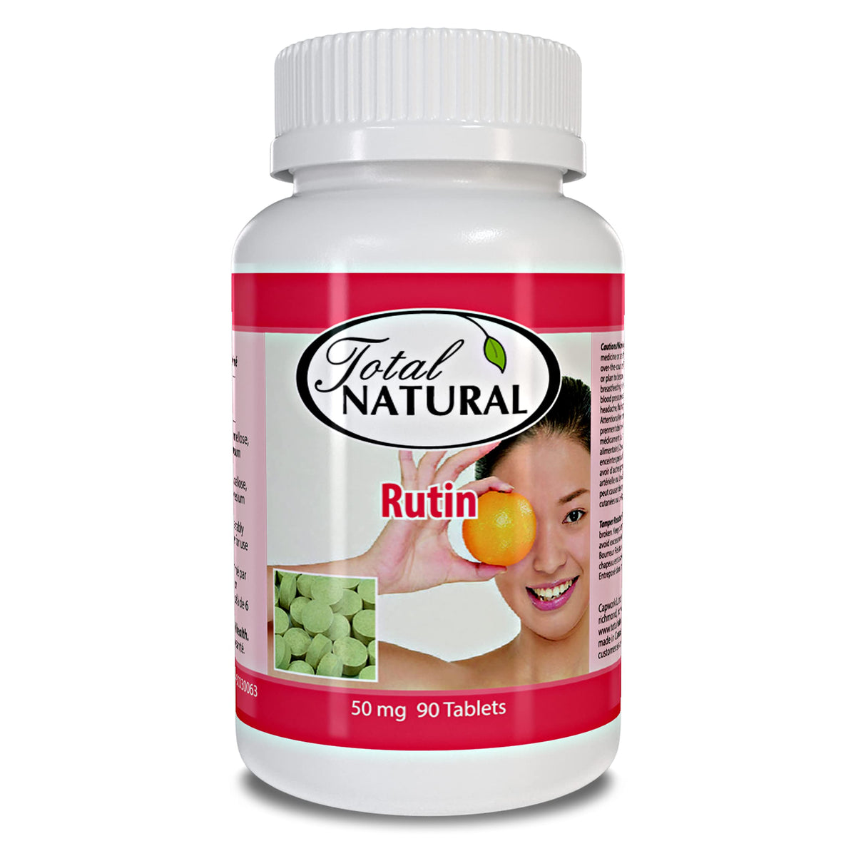Total Natural Rutin tableta uso diario, posible apoyo a la absorción de Vitamina C.