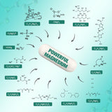Totaria etiqueta del bote, lista de magnesio y vitaminas.