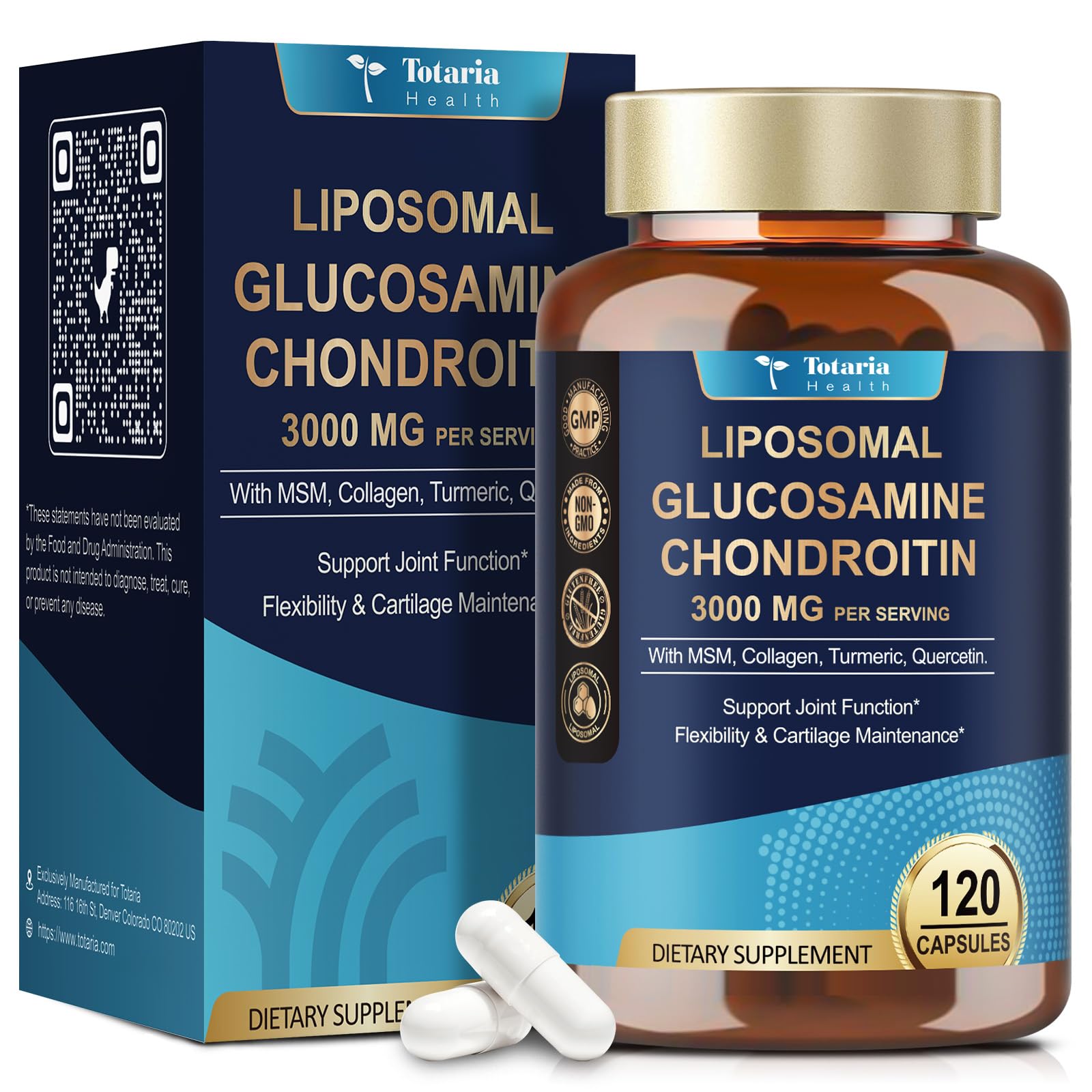 Totaria Liposomal Glucosamina Condroitina MSM botella: apoyo a la movilidad diaria