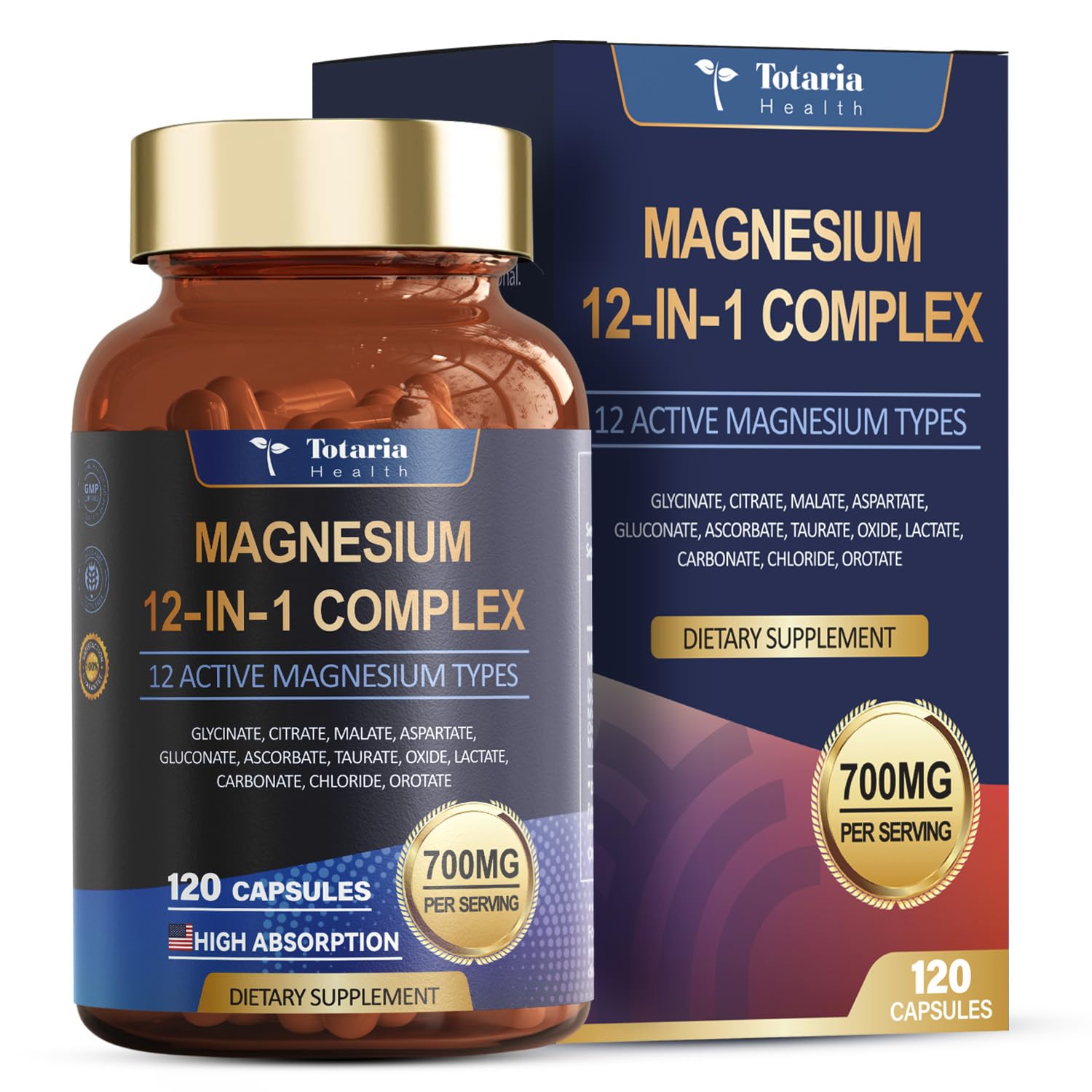 Totaria Magnesium Complex: botella-vertido, uso diario conveniente para apoyo general