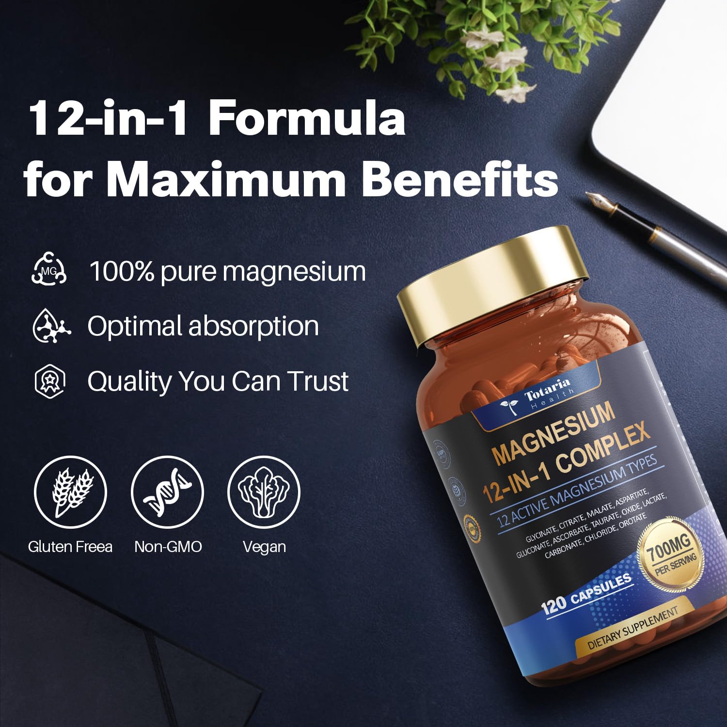 Totaria Magnesium Complex: capsulas-en-mano, uso diario práctico