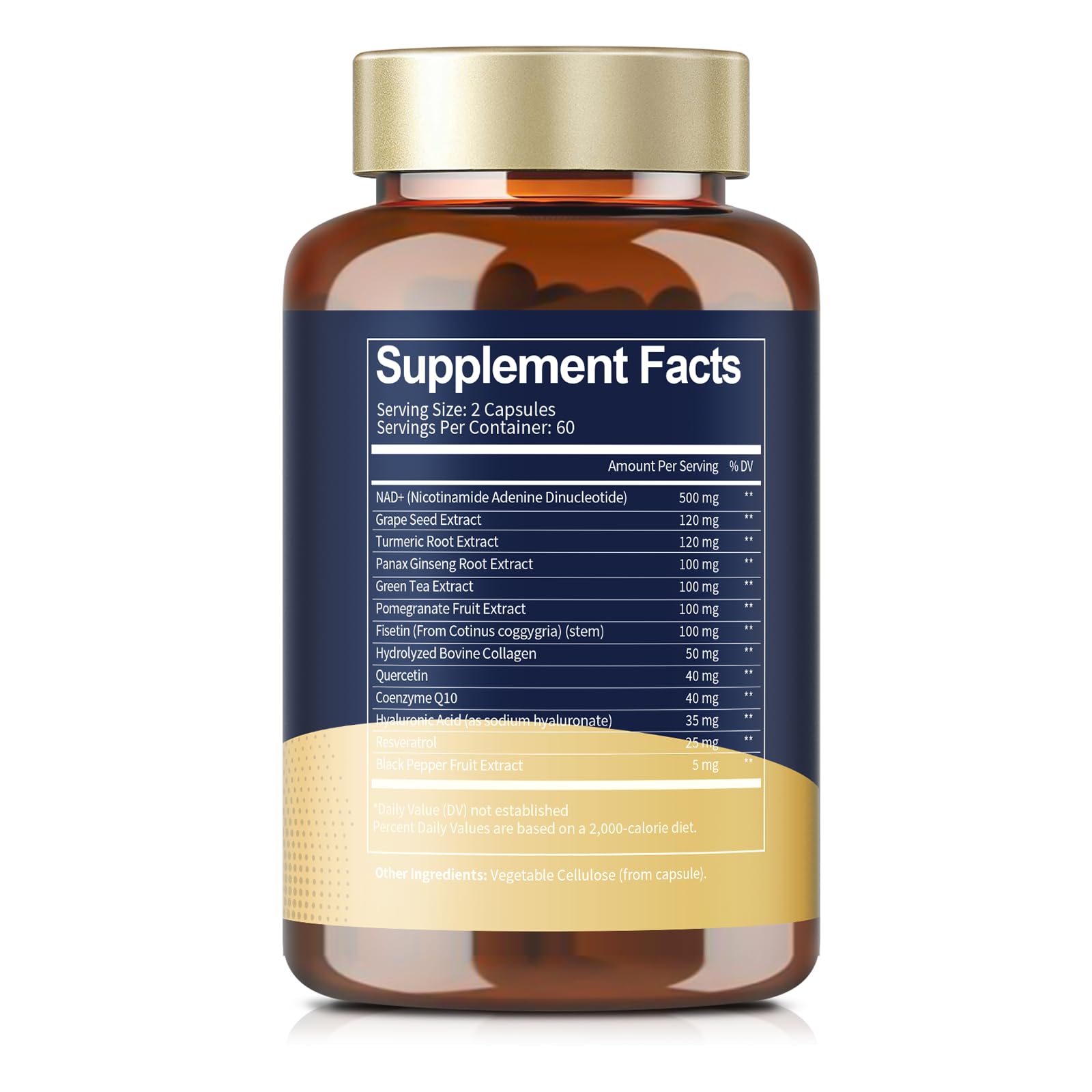 Totaria NAD contiene resveratrol y quercetina, ingredientes clave.