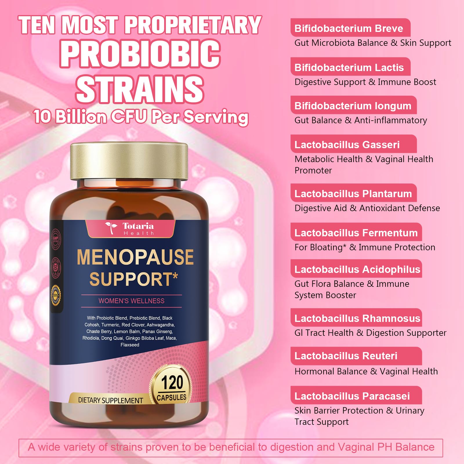 Totaria-probiotico-mujer: imagen de probióticos para salud intestinal y bienestar hormonal.