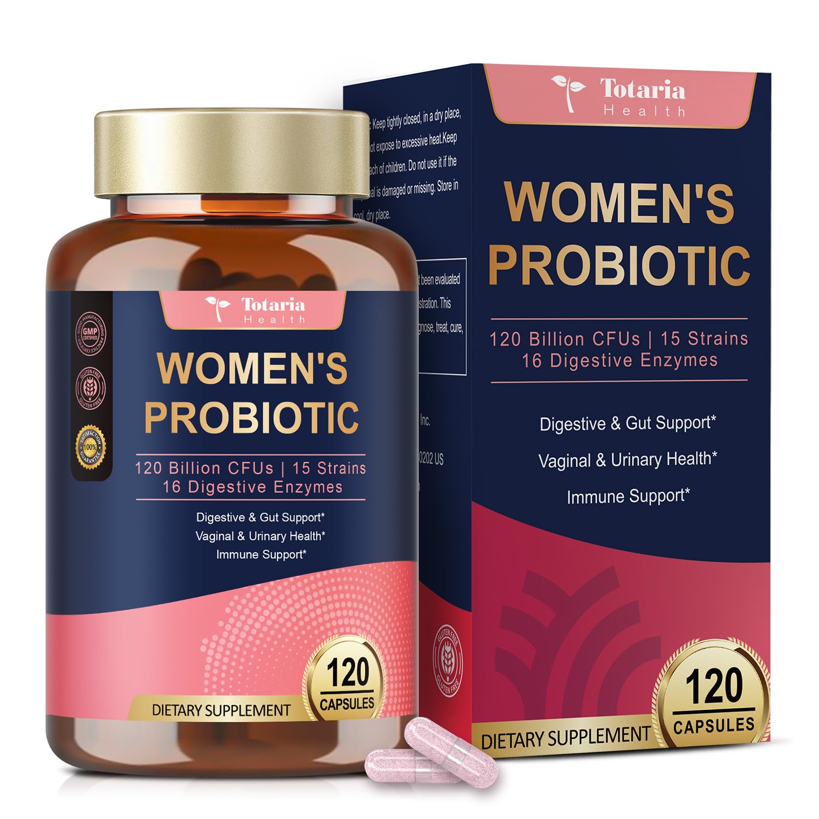 Totaria Probiotics para Mujeres: botella de cápsulas para equilibrio digestivo