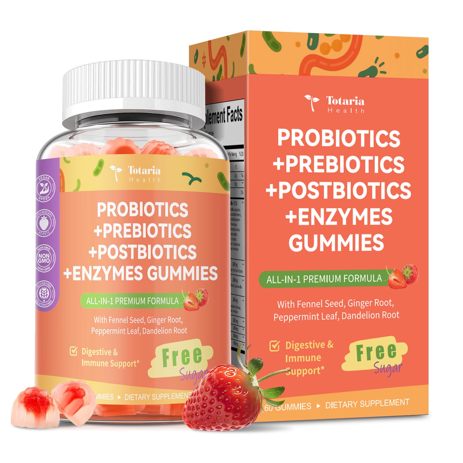 Totaria gominolas en envase práctico para apoyo digestivo diario.