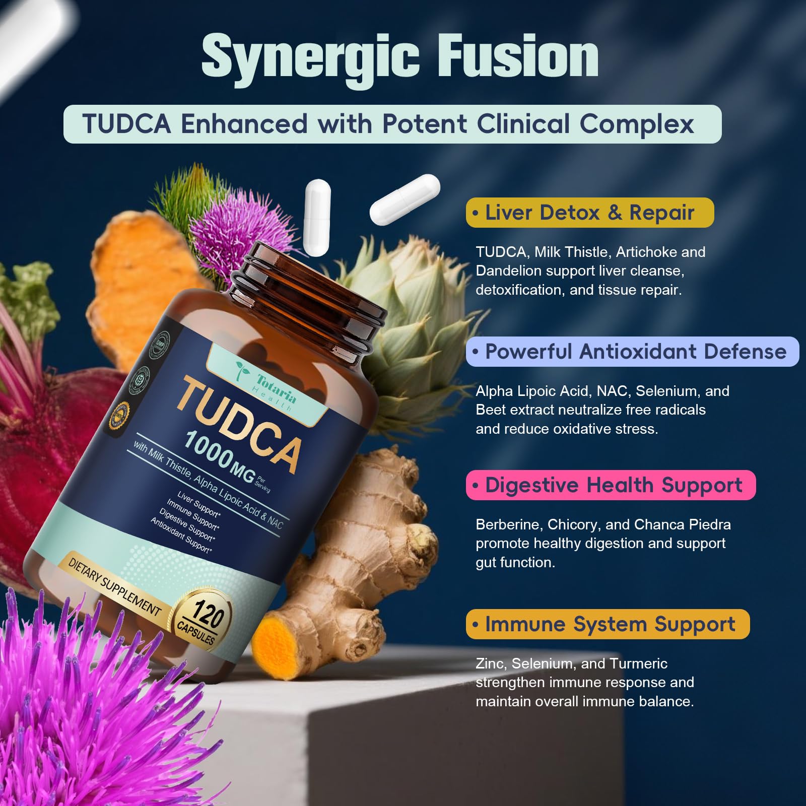 Totaria TUDCA con alfa lipoico y NAC para balance oxidativo.