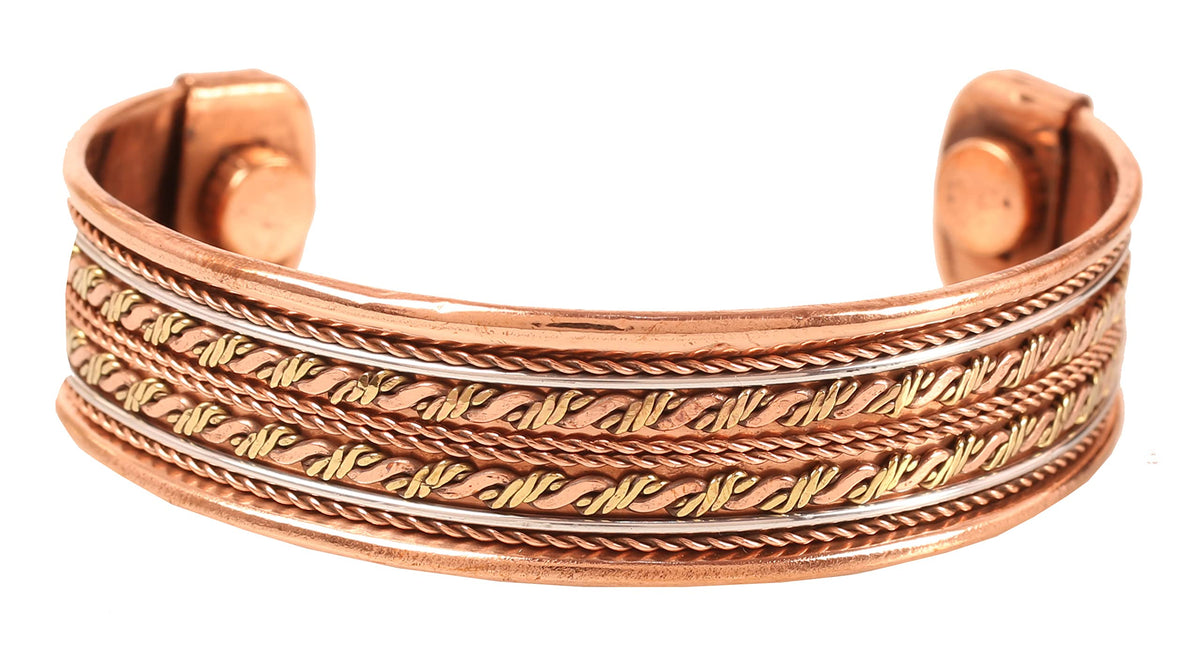 Pulsera Touchstone cobre magnetica con diseno tibetano para uso diario
