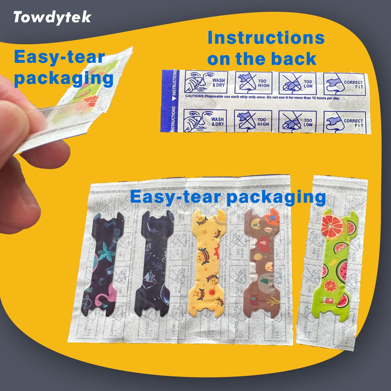 Towdytek tiras nasales para niños ayudan a dormir mejor en casa o de viaje