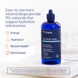 Trace Minerals 40,000 Volts vertido en vaso para reponer electrolitos.