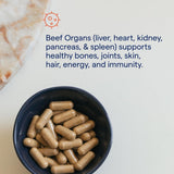 Trace Minerals Beef Organs: cápsulas de hígado para ingesta equilibrada.