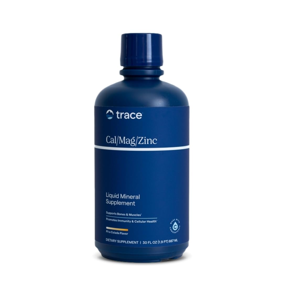 Trace Minerals Cal/Mag/Zinc, botella licuada, soporte diario para huesos y músculos