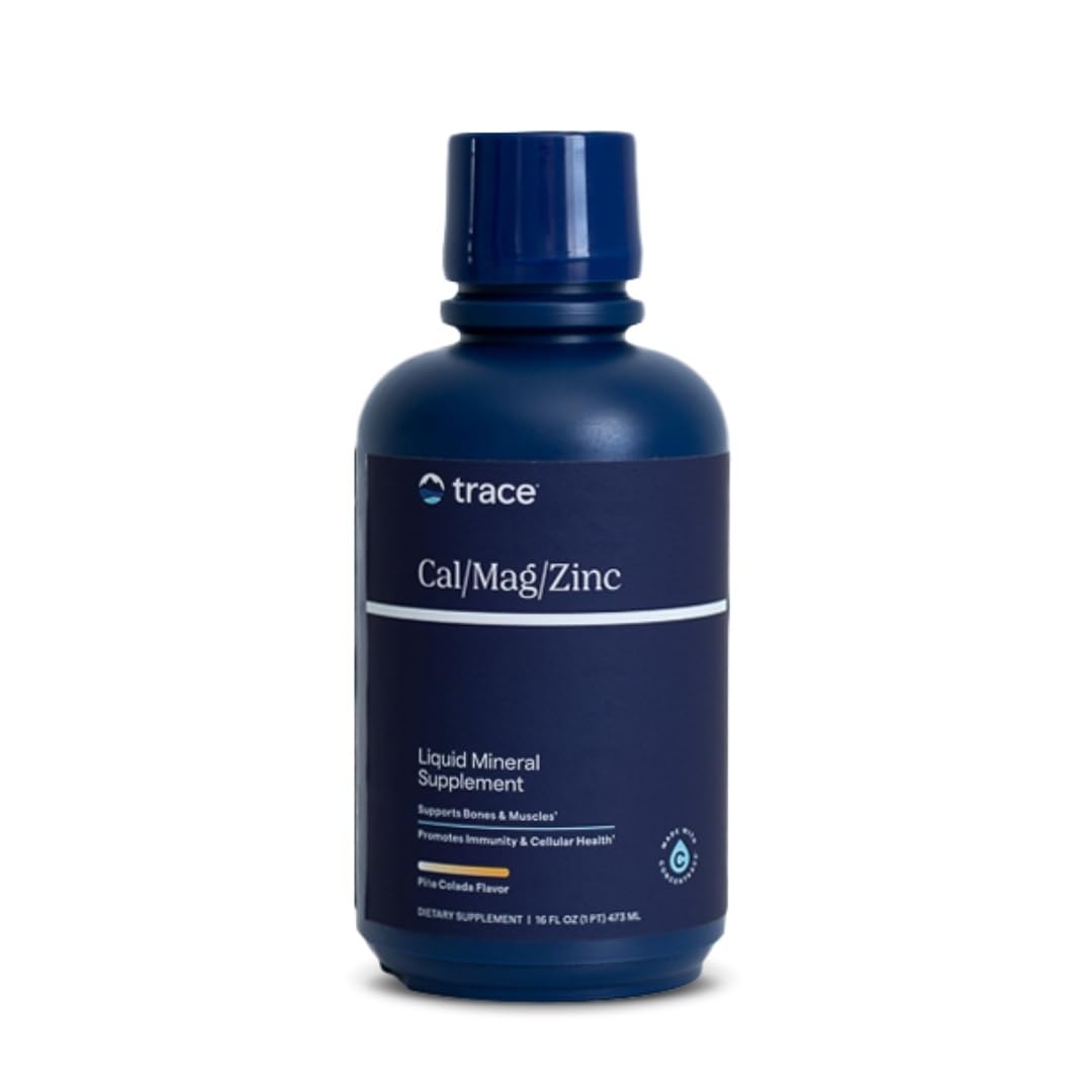 Trace Minerals Cal/Mag/Zinc: botella de líquido para uso diario saludable.