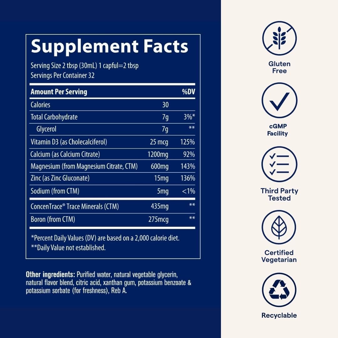 Mezcla Trace Minerals Cal/Mag/Zinc en agua o jugo para consumo cómodo