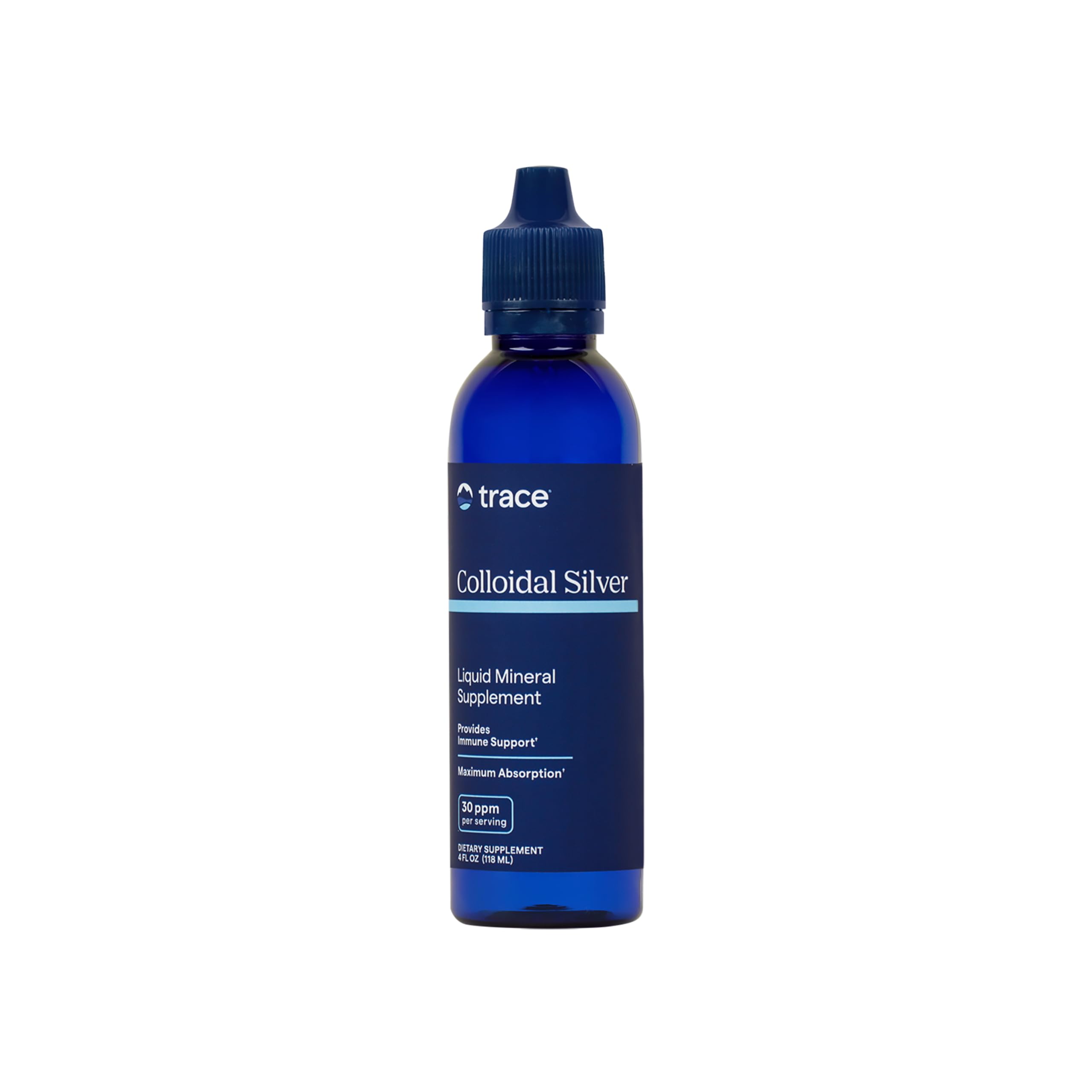 Trace Minerals Plata Coloidal en botella, para uso diario y apoyo al bienestar general.