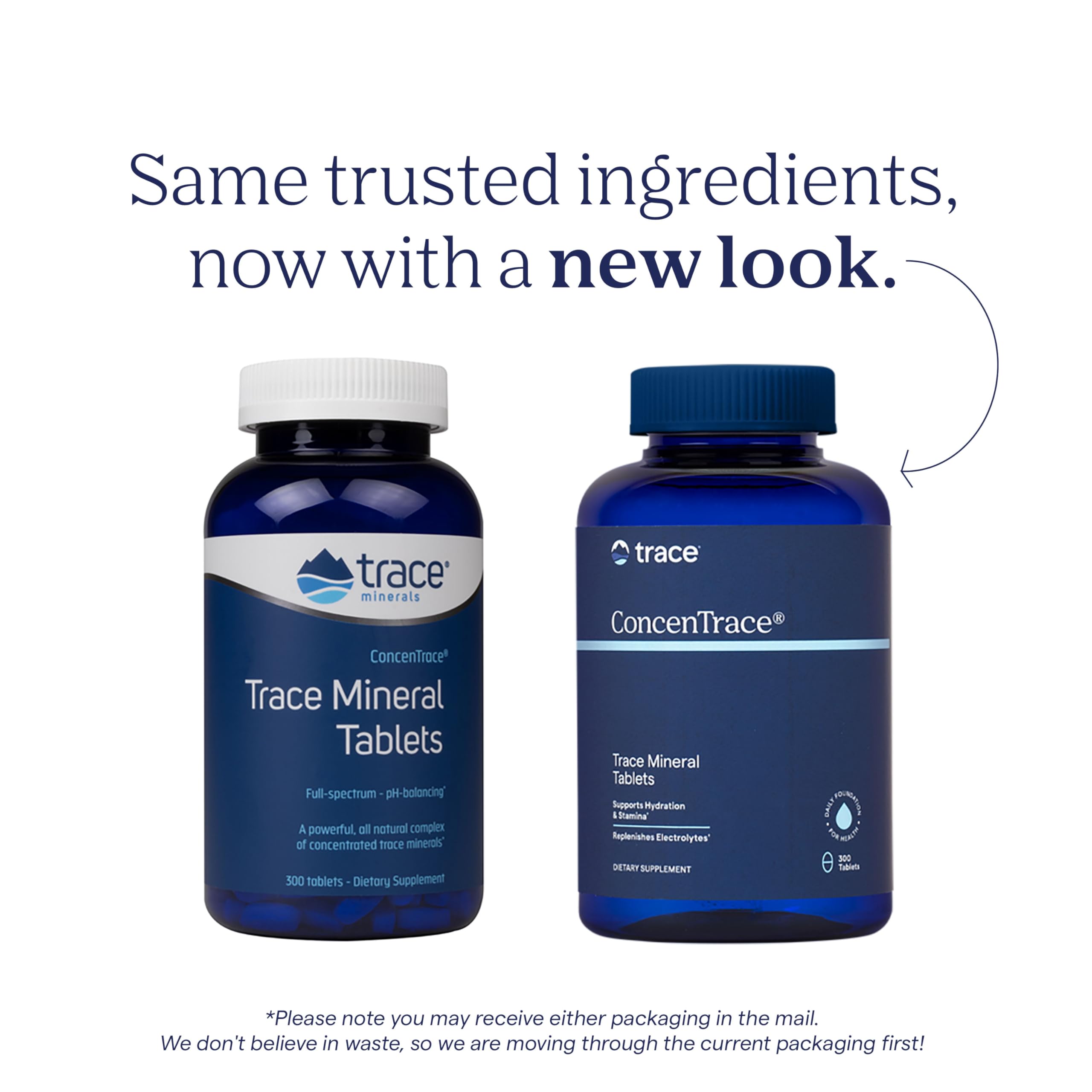 Etiqueta del frasco Trace Minerals ConcenTrace con información de uso diario.