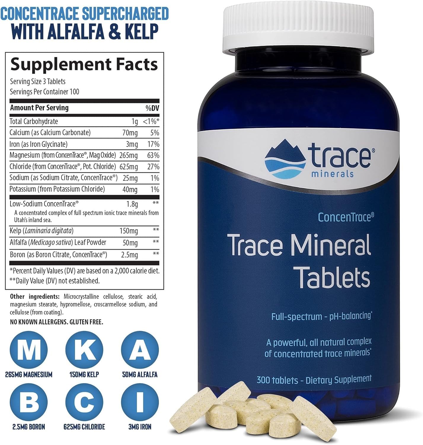 Tabletas Trace Minerals en mano muestran tamaño compacto para rutina diaria.