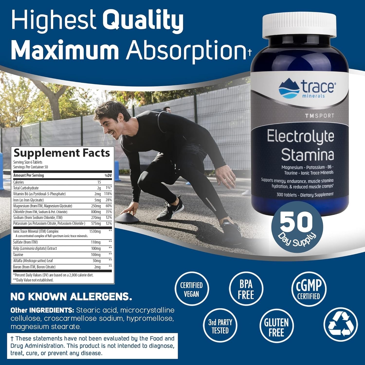 Trace Minerals Electrolyte Stamina: tabletas en mano para dosis diaria de rendimiento sostenido