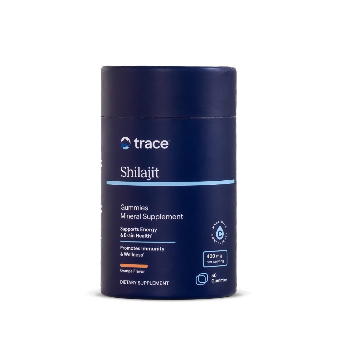 Gomitas Shilajit de Trace Minerals en naranja ofrecen energía diaria para actividades.