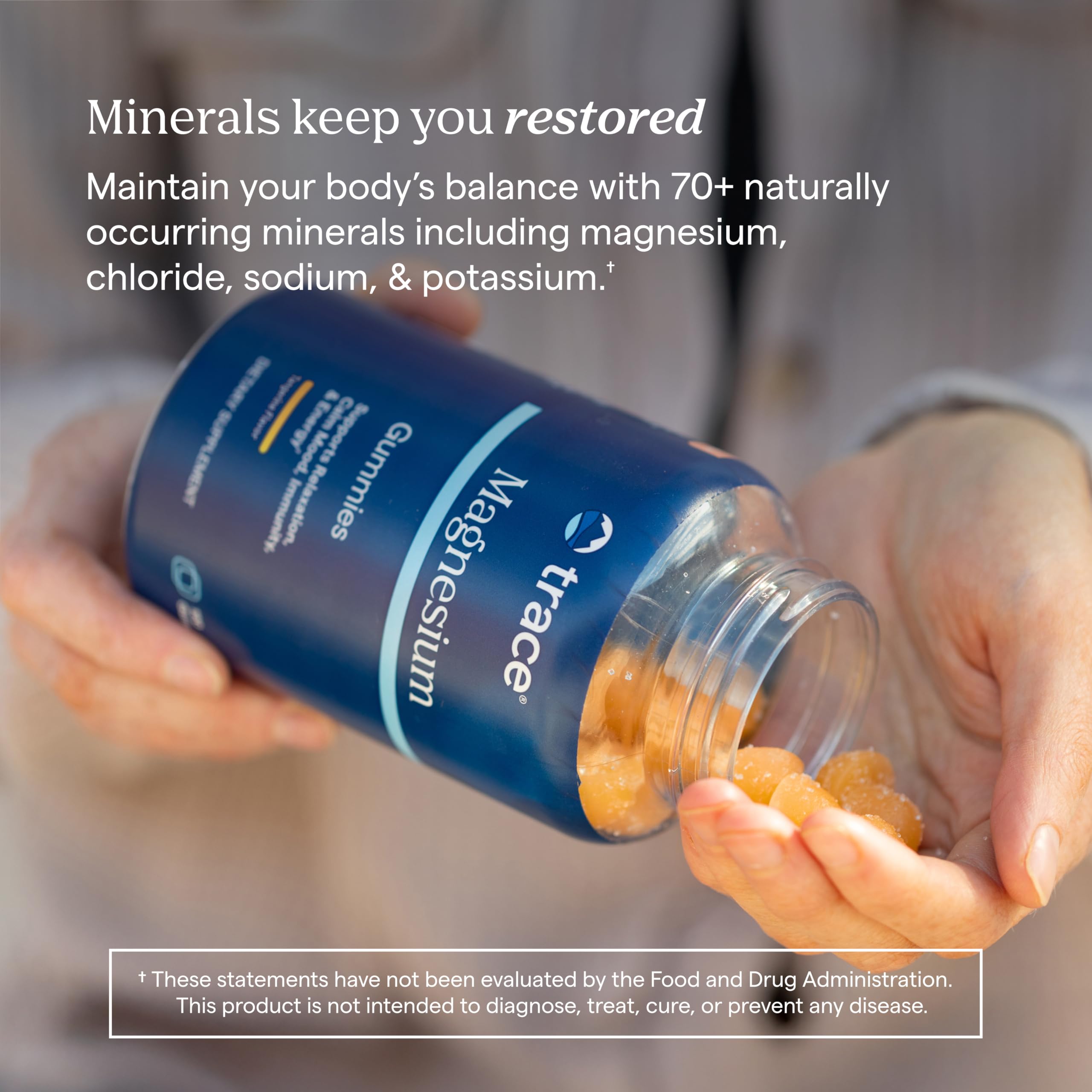 Trace Minerals gomitas magnesio en bolsa, sabor durazno para toda la familia