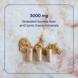 Trace Minerals Hígado de res: uso diario con un vaso de agua.