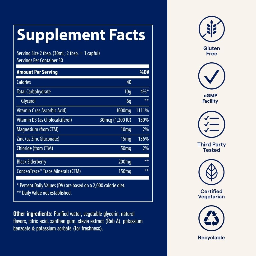 Trace Minerals Immunity+ minerales iónicos respaldan la nutrición diaria sin azúcares.