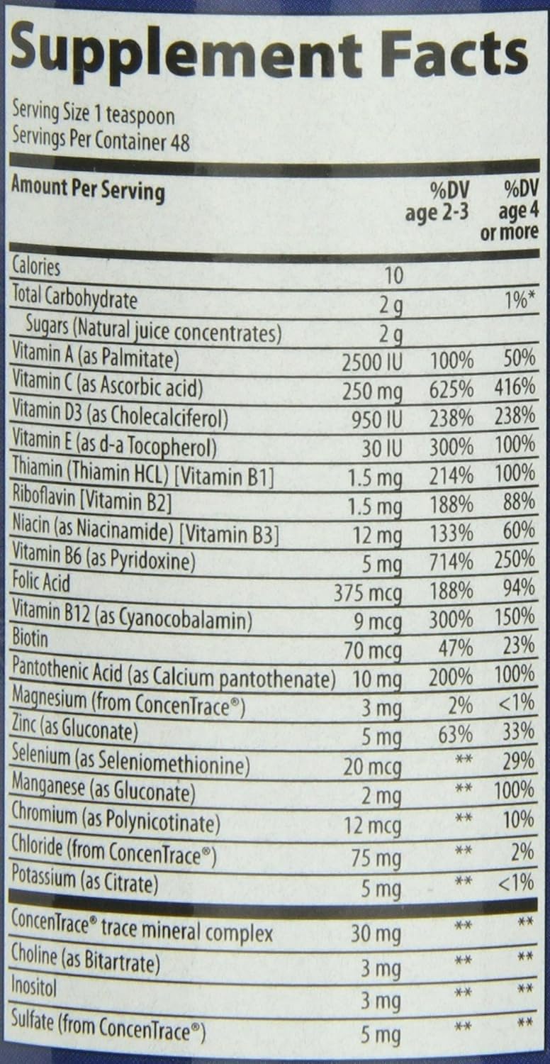 Trace Minerals multivitamínico infantil, dosis medida con cuchara