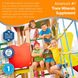 Sabor cítrico del Trace Minerals multivitamínico infantil destacado en la etiqueta