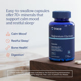 Trace Minerals Magnesium Glycinate, enfoque en relajación para dormir mejor.