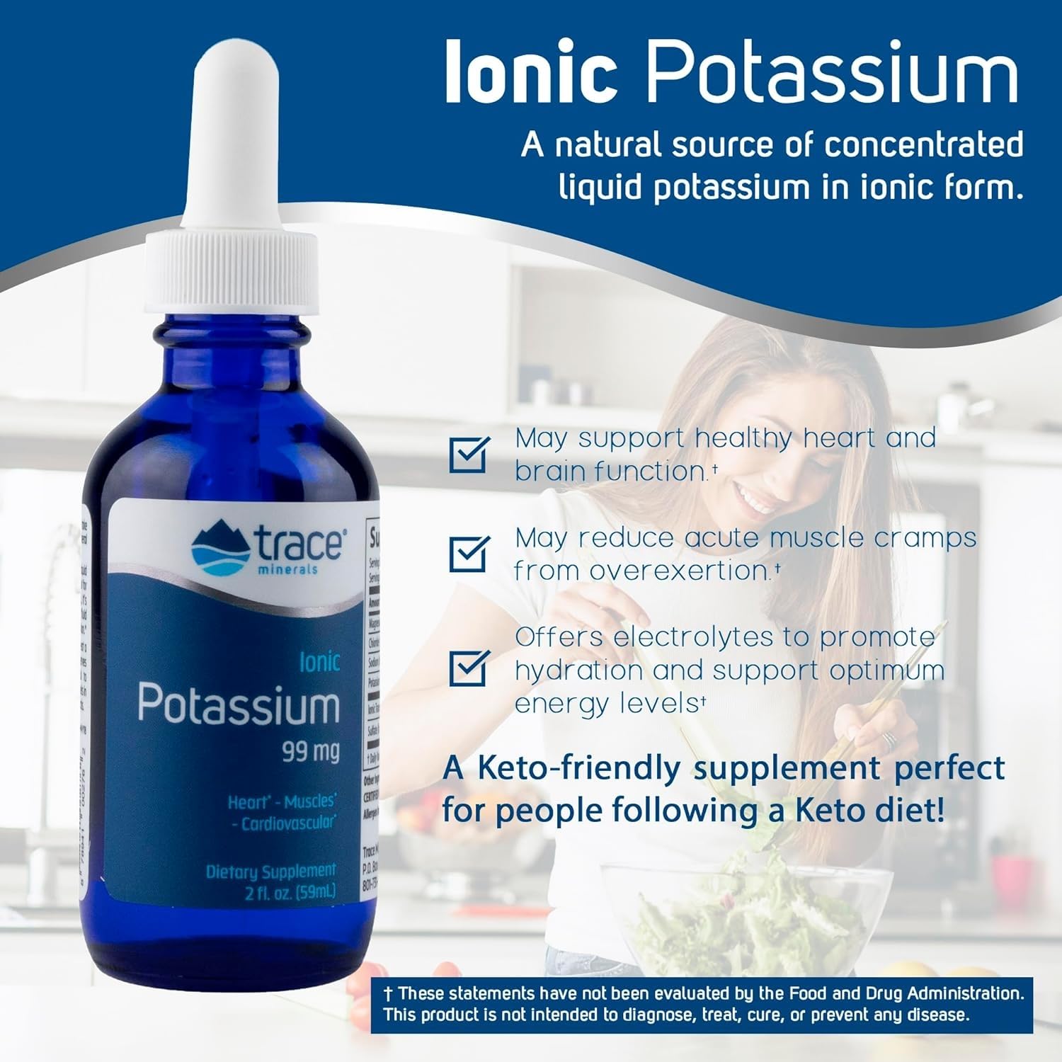 Trace Minerals Potasio Ionic: etiqueta clara con información útil
