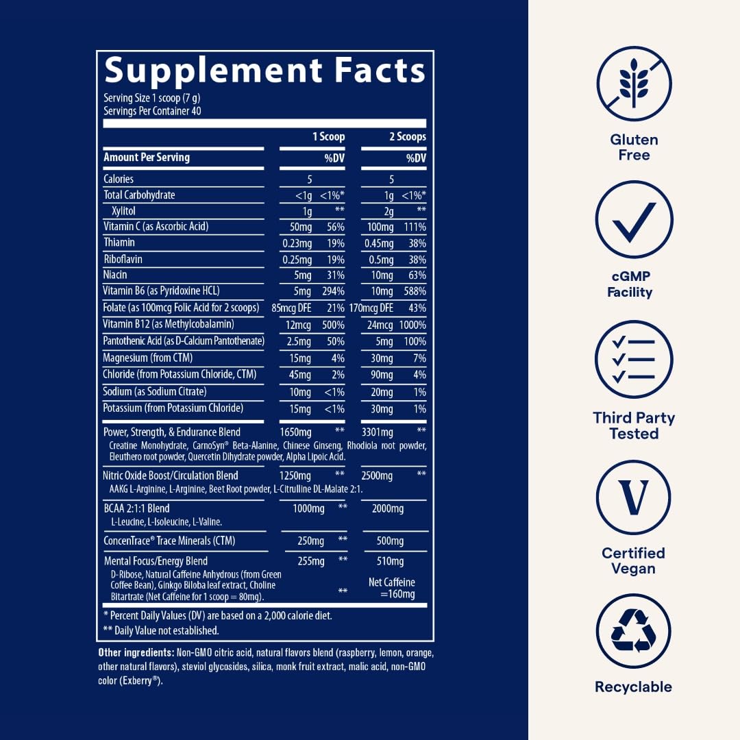 Trace Minerals Pre-Workout medidor para dosificar la porcion de polvo.