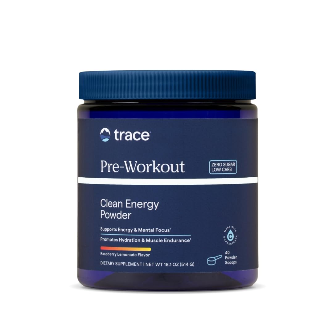 Trace Minerals Pre-Workout polvo energizante para entrenamientos intensos con minerales ionicos.